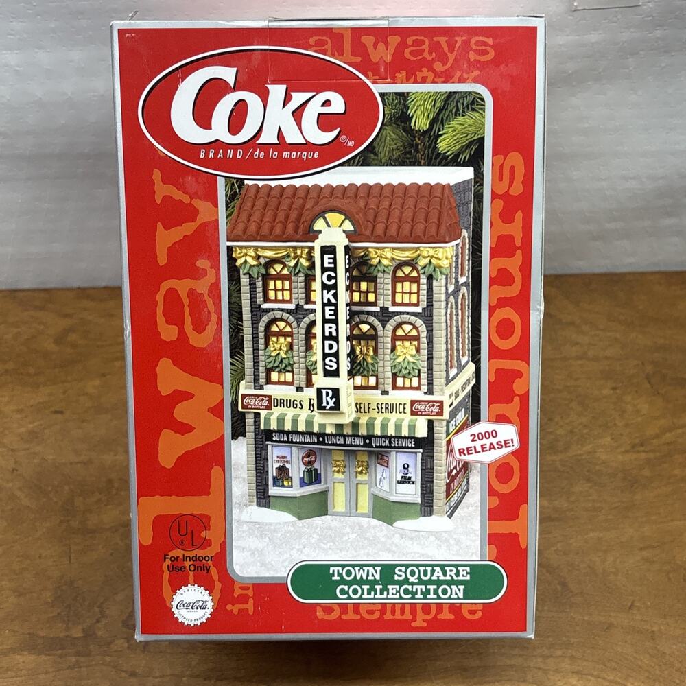 Coca Cola Town Square Building Christmas Village - Eckerd Drug New - Picture 3 of 5